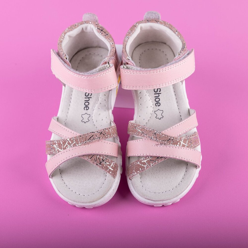 Girls Pink Leather Sandals. Size 11